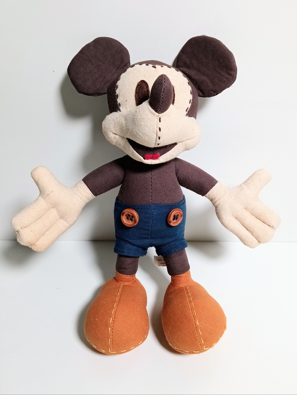 Vintage Mickey Mouse Posable Plush Doll Young Epoch Co From Japan